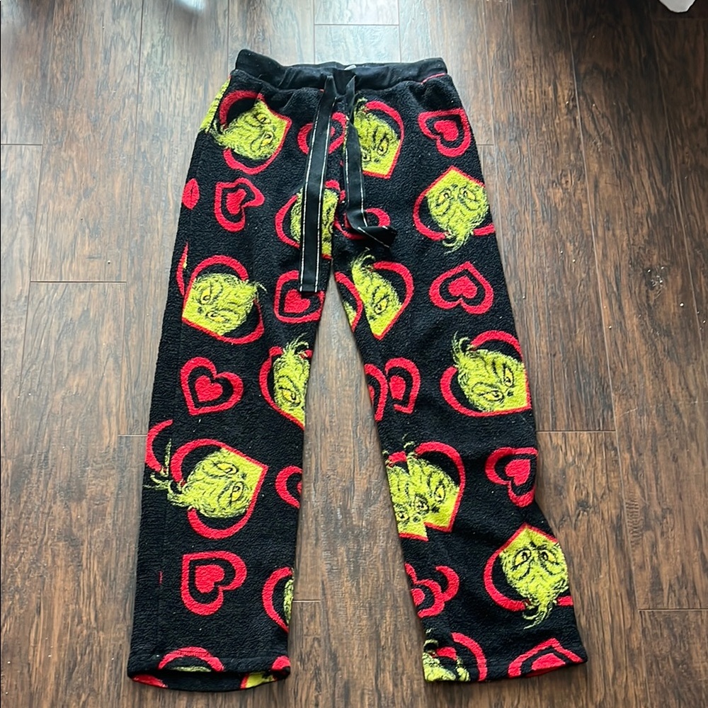 Black and Red Pajama Pants with Playful Print